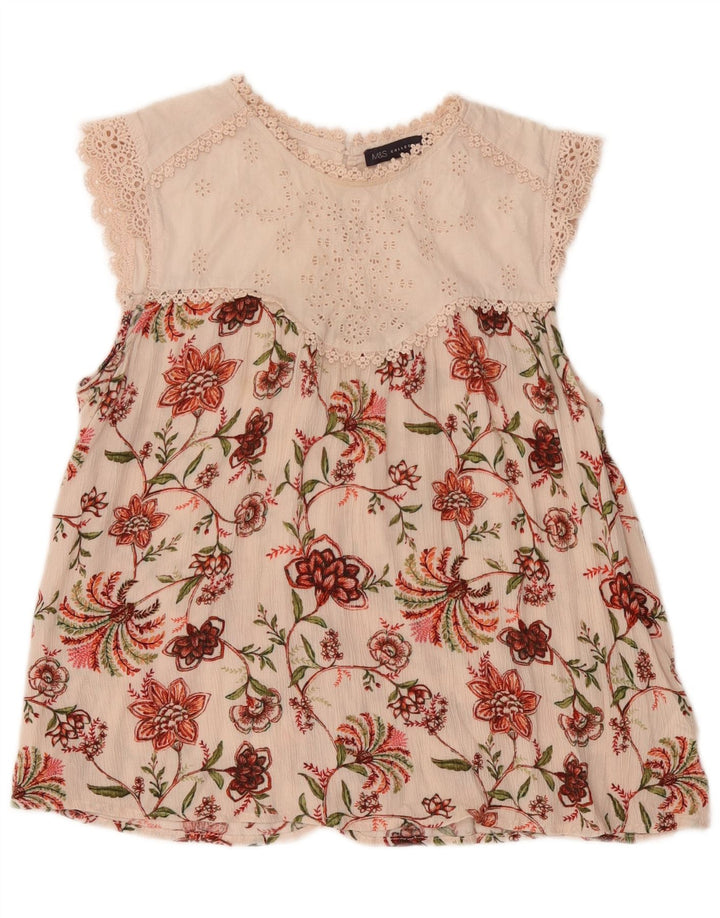 Marks & Spencer Chemisier pour femme UK 44 en viscose florale rose moyen