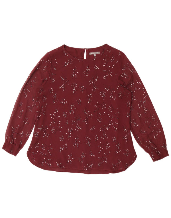 Laura Ashley Chemisier Femme Top UK 16 Grand Bordeaux Floral Polyester