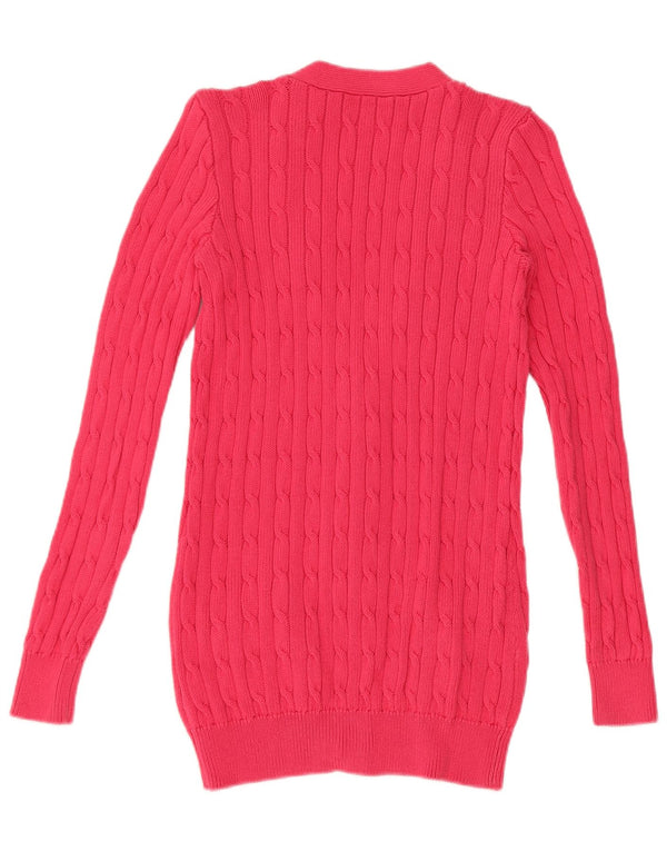 Polo Ralph Lauren Pull Cardigan Femme UK 10 Petit Coton Rose