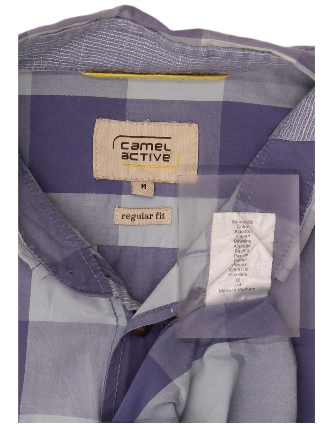 Camel Active Chemise à manches courtes pour homme en coton vichy bleu moyen