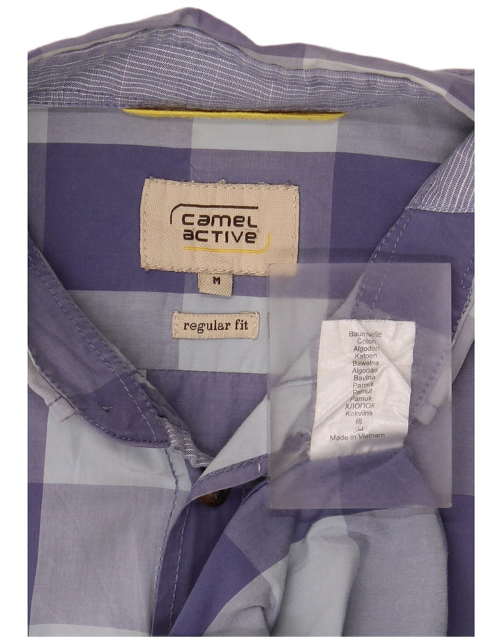 Camel Active Chemise à manches courtes pour homme en coton vichy bleu moyen