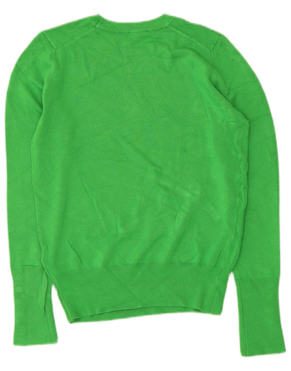 Zara Pull court à col bateau pour femme UK 10 Small Vert Viscose