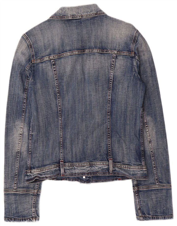 Benetton Veste en Jean Femme UK 14 Large Bleu Coton