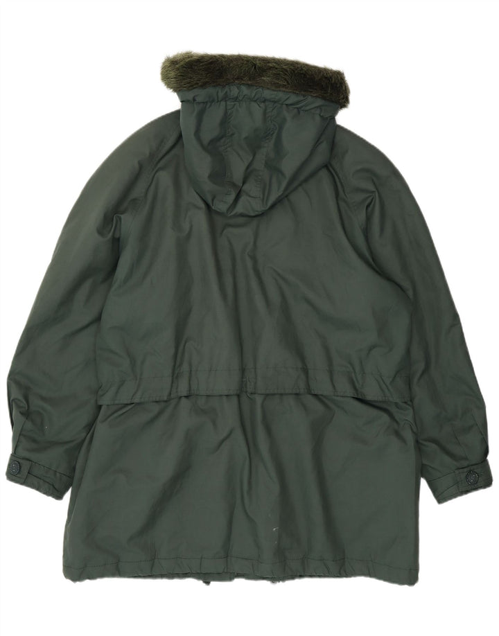 Veste Parka à capuche femme vintage UK 20 2XL Polyester vert