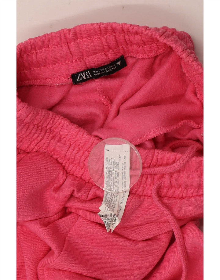Zara Femme Pantalon De Survêtement Joggers UK 8 Petit Rose Polyester