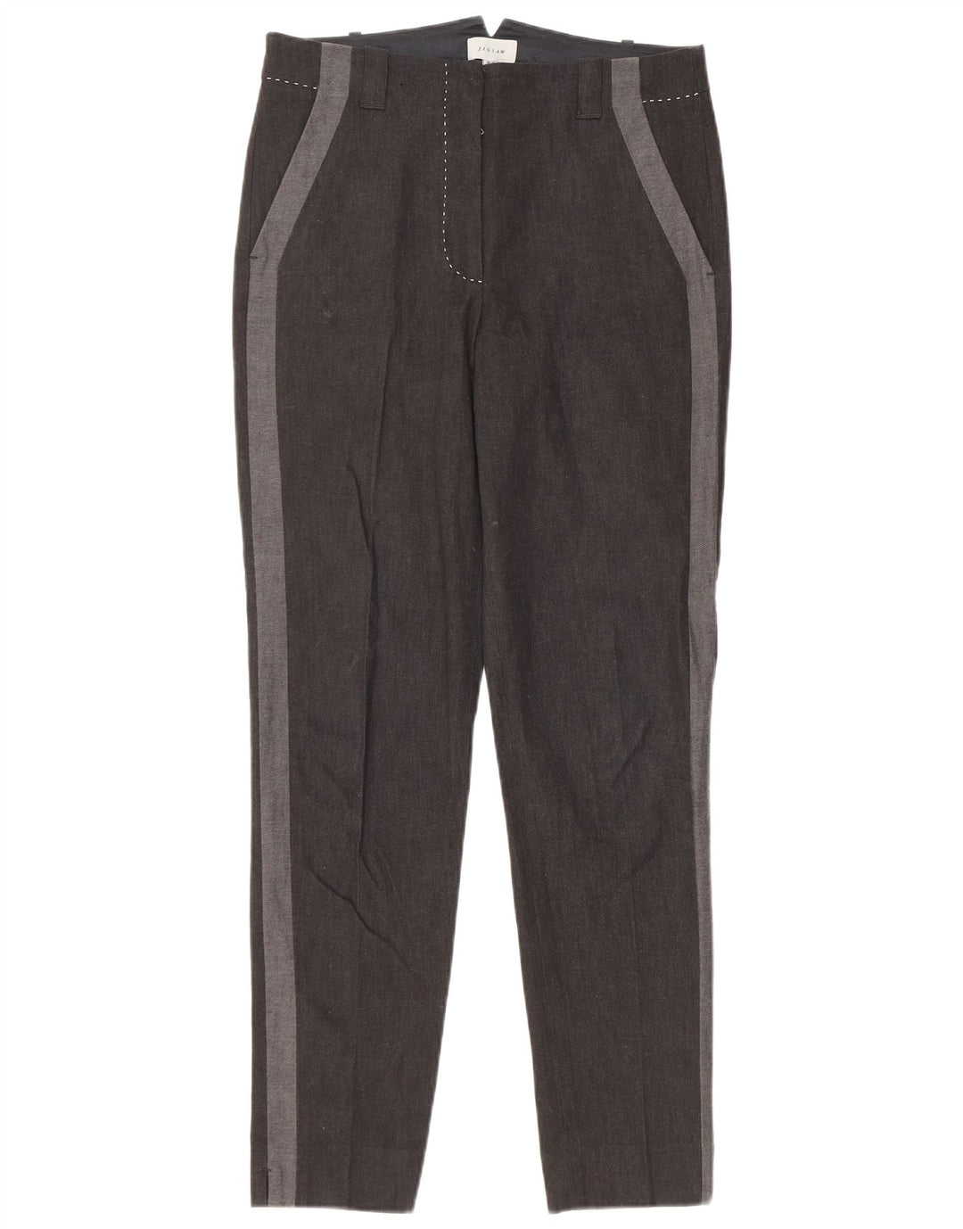 JIGSAW Pantalon Chino Slim Femme UK 10 Small W30 L29 Noir Colourblock