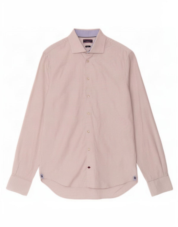 Tommy Hilfiger Chemise slim fit pour homme Taille 39 15 1/2 Blanc moyen à pois