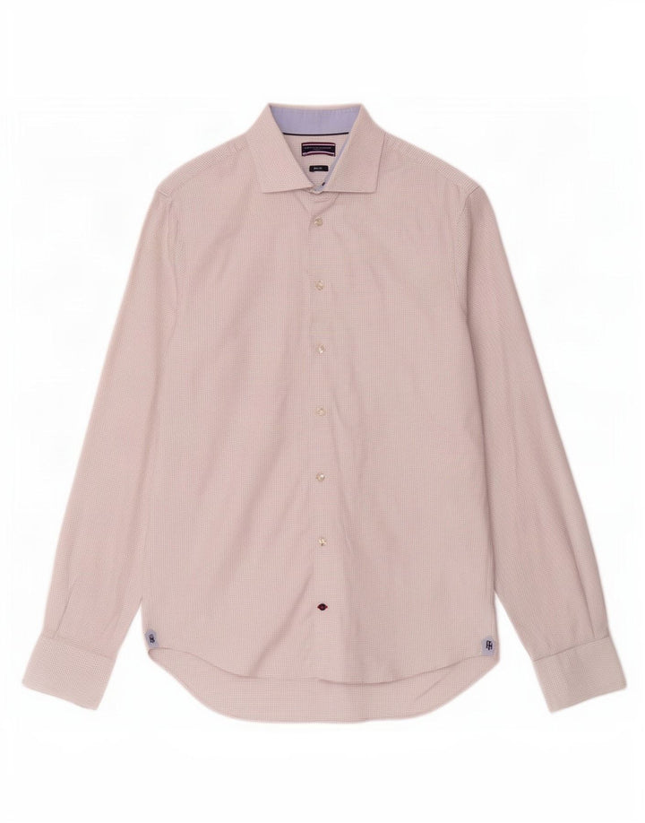Tommy Hilfiger Chemise slim fit pour homme Taille 39 15 1/2 Blanc moyen à pois