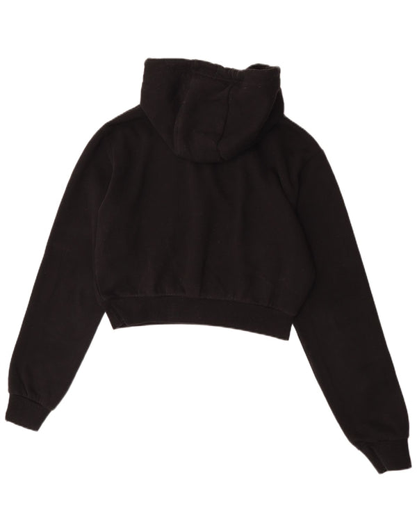 Ellesse Pull à capuche court pour femme UK 10 Petit coton noir