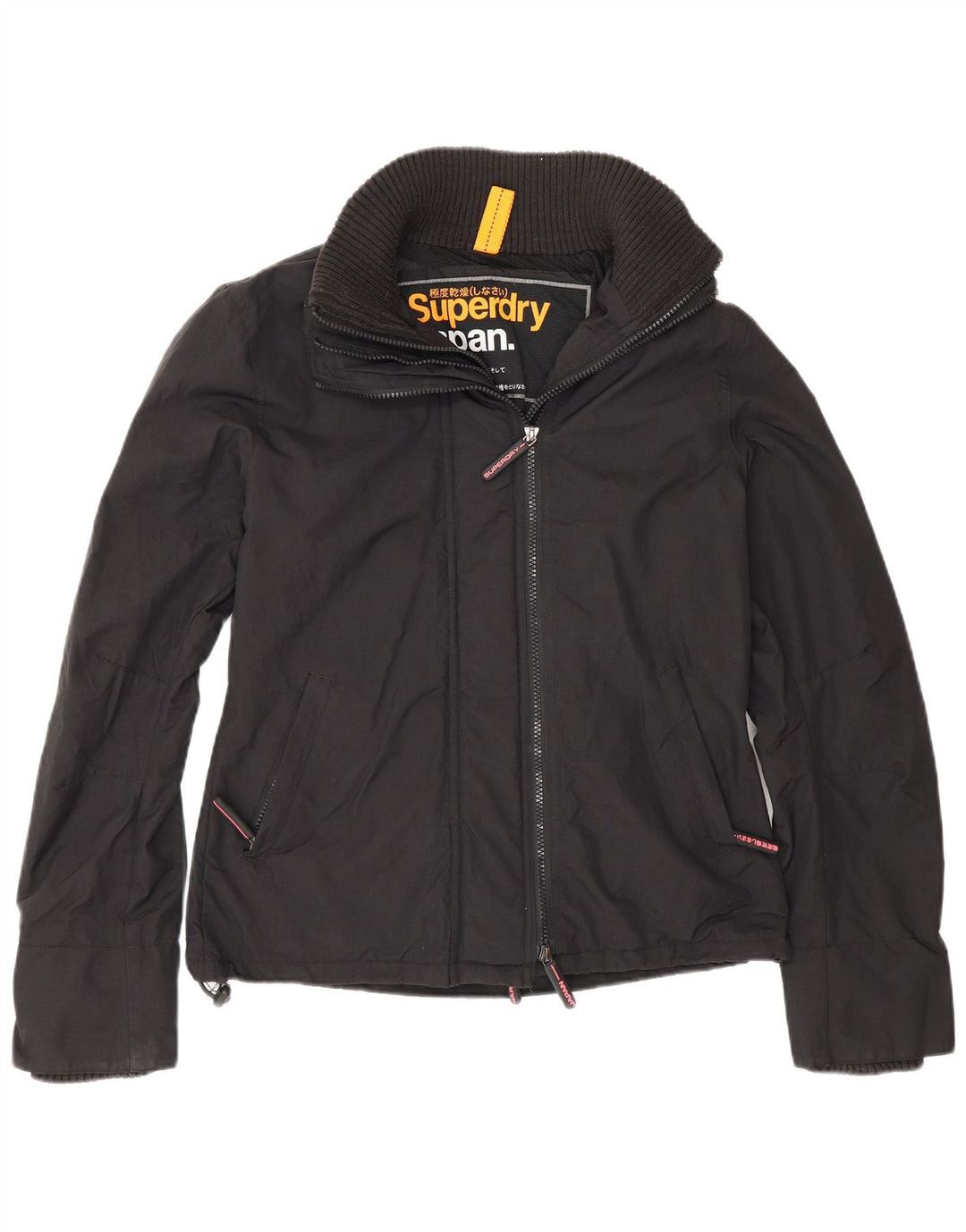 Superdry Veste coupe-vent coupe régulière pour femme UK 16 Large Noir Nylon