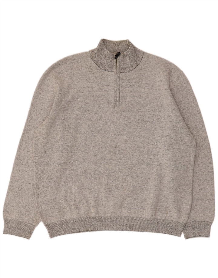 Superdry Sweat-shirt à col zippé pour homme 2XL Gris chiné en coton