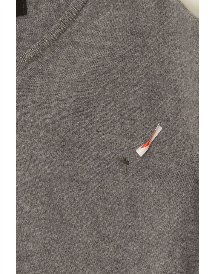 Zara Pull Col V Homme Gris Moyen