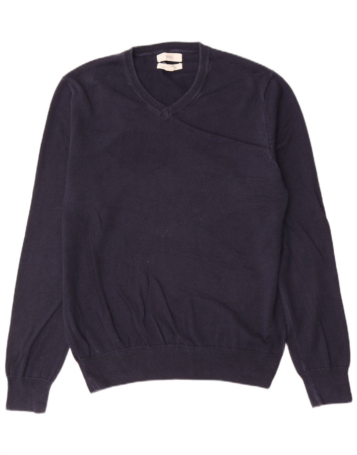 Marks & Spencer Pull col V Homme Bleu Marine Moyen Coton