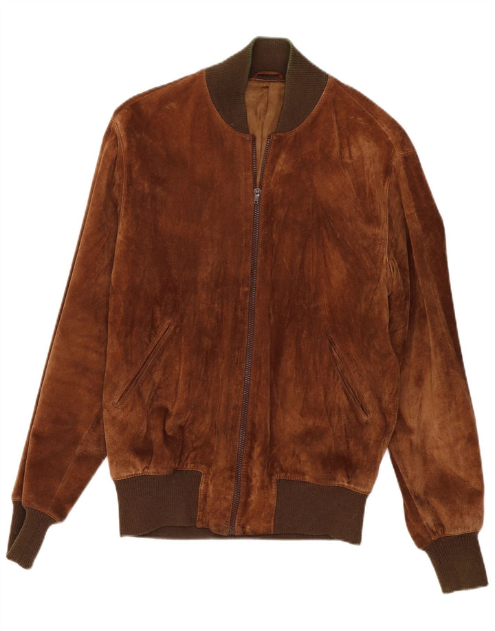 Veste Bomber En Daim Vintage Homme IT 54 2XL Beige