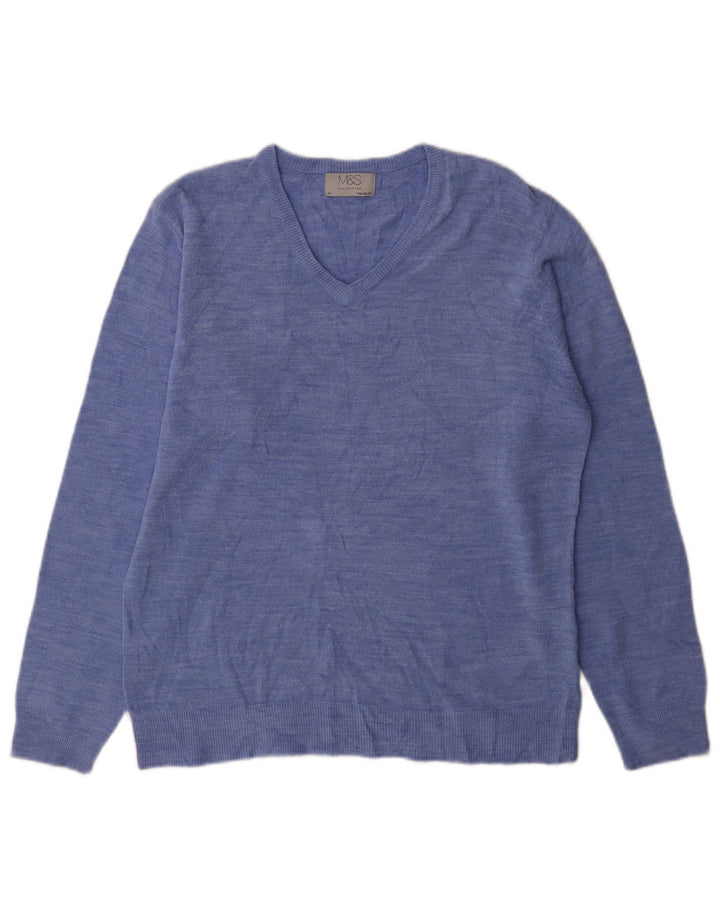 Marks & Spencer Pull Col V Homme Bleu Moyen