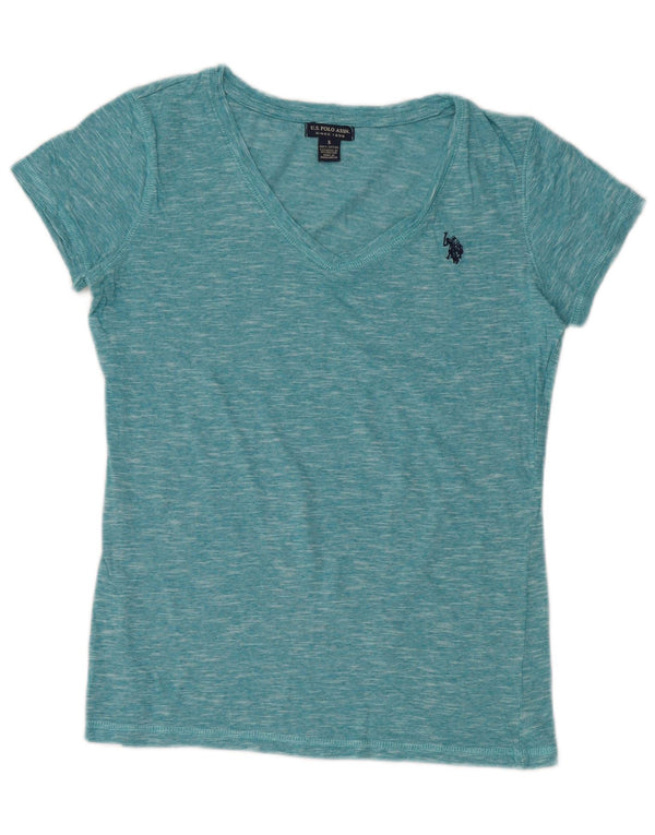 U.S. Polo Assn. T-Shirt Femme Top UK 10 Petit Coton Moucheté Turquoise