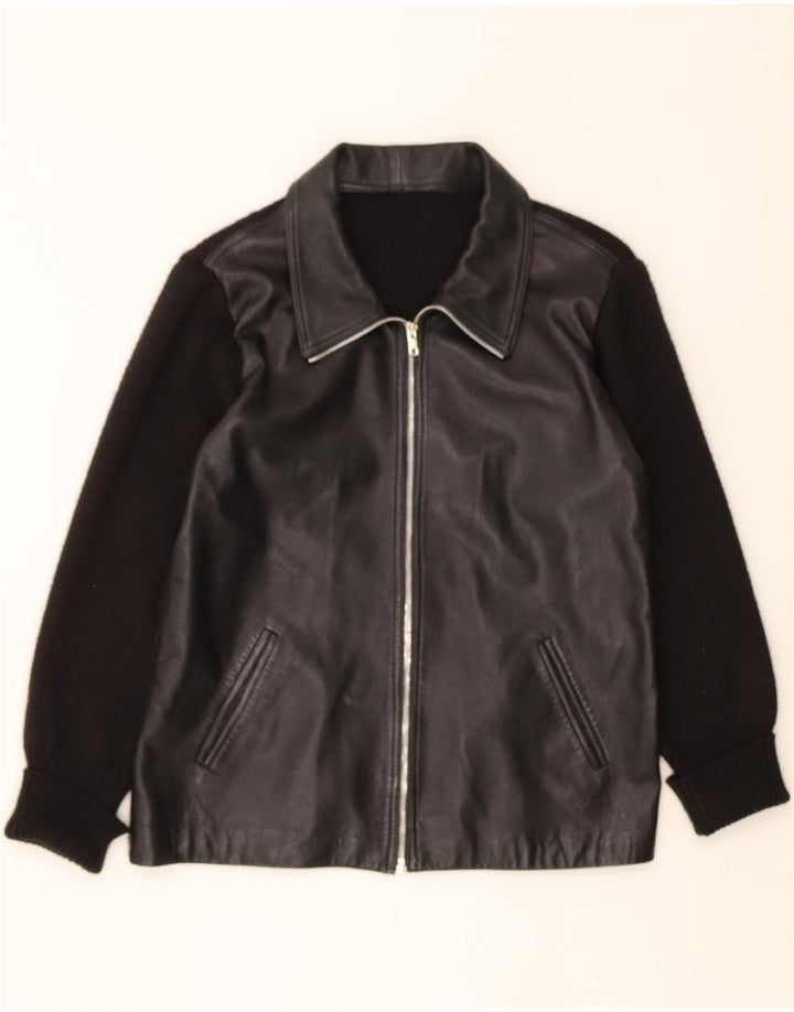 VINTAGE Womens Bomber Jacket UK 12 Medium Black Vintage Vintage and Second-Hand Vintage from Messina Hembry 