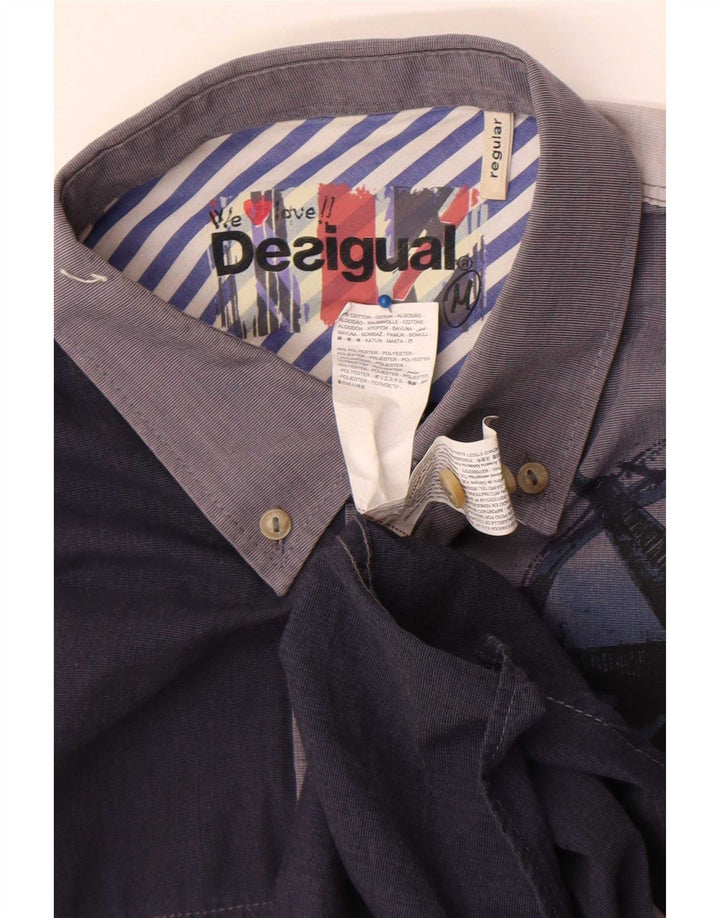 Desigual Chemise Graphique Homme Bleu Moyen Colourblock Coton