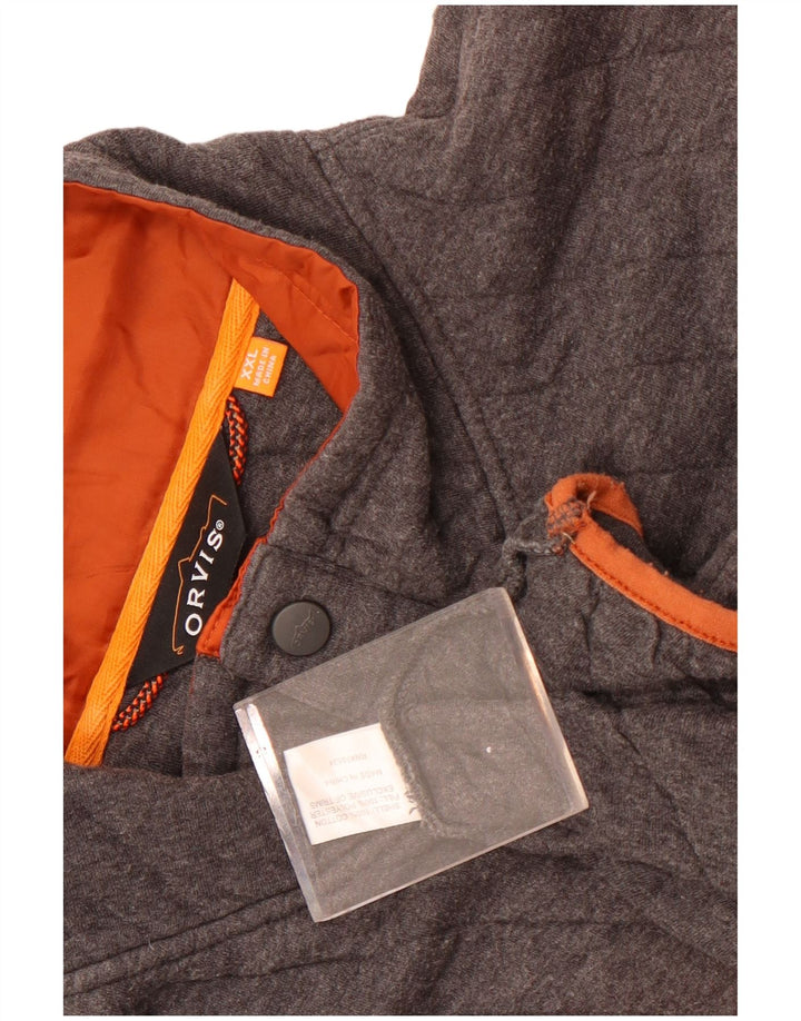 Orvis Sweat-shirt à col boutonné pour homme 2XL Gris Coton
