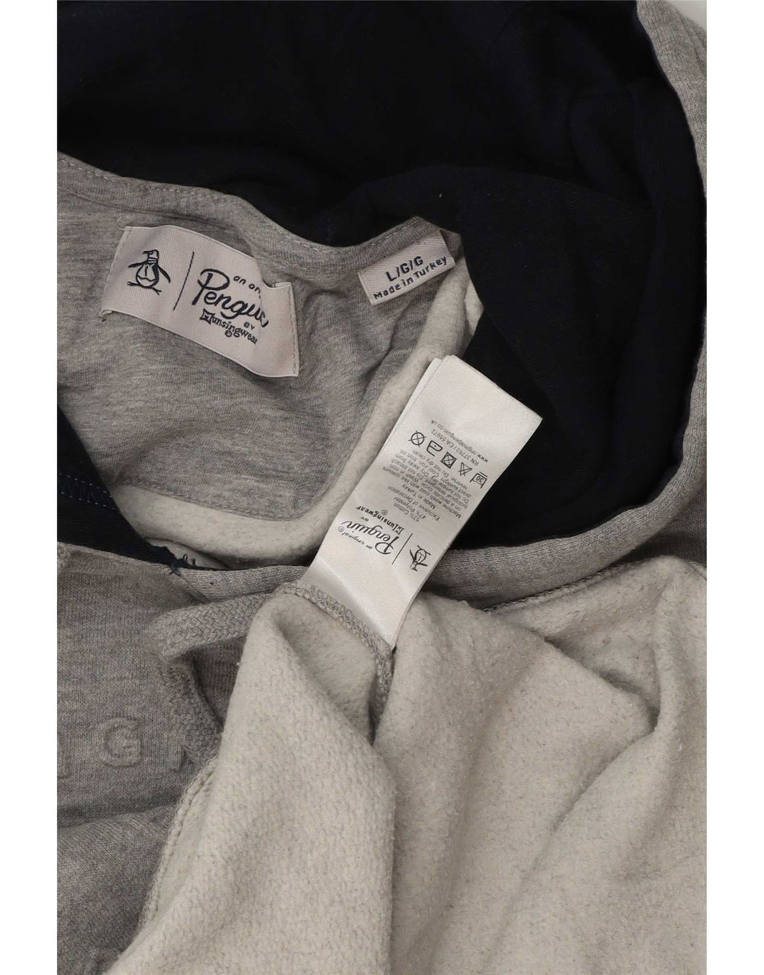 Penguin Pull à capuche graphique pour hommes, grand coton gris
