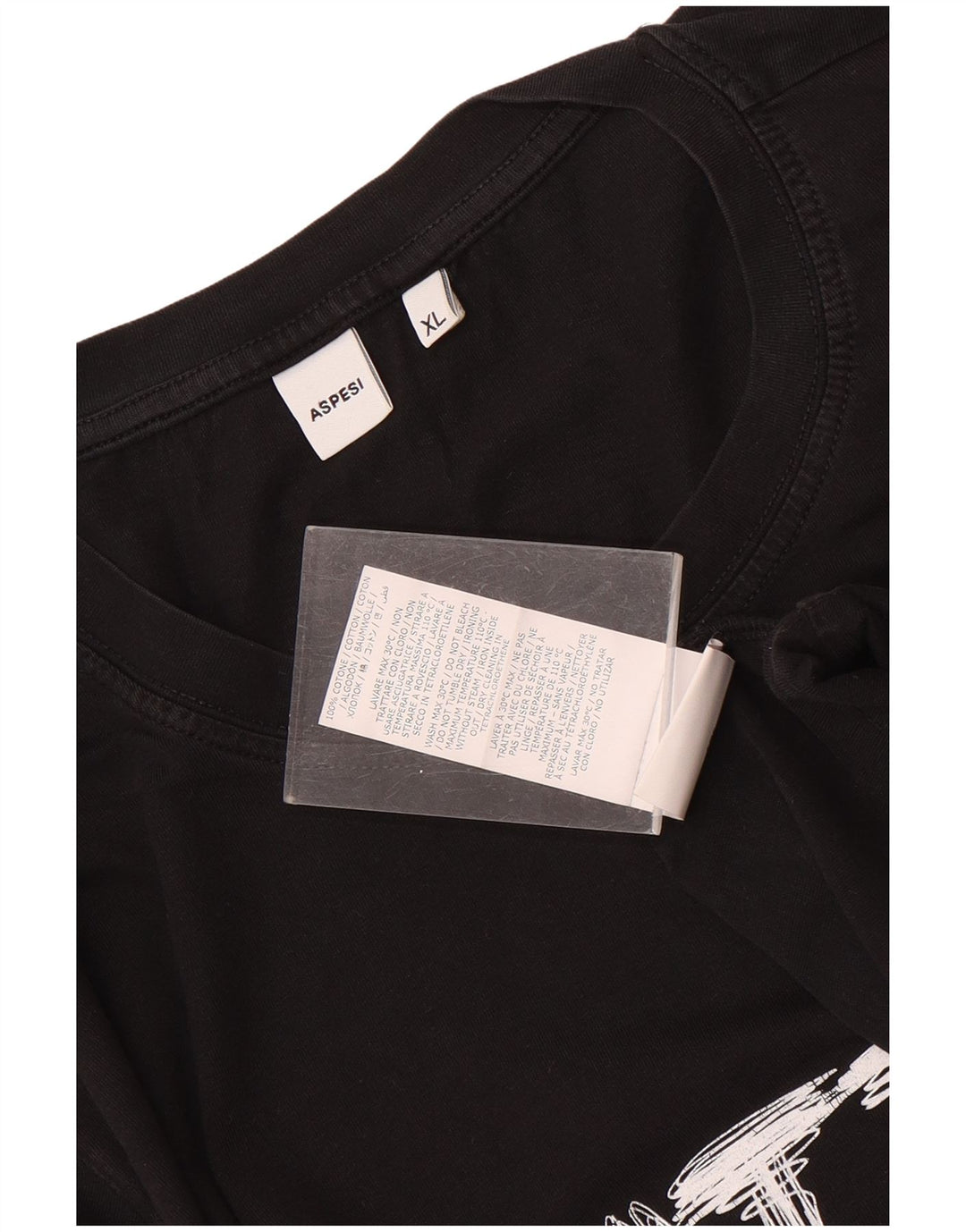 Aspesi T-Shirt Graphique Homme Top XL Noir Coton