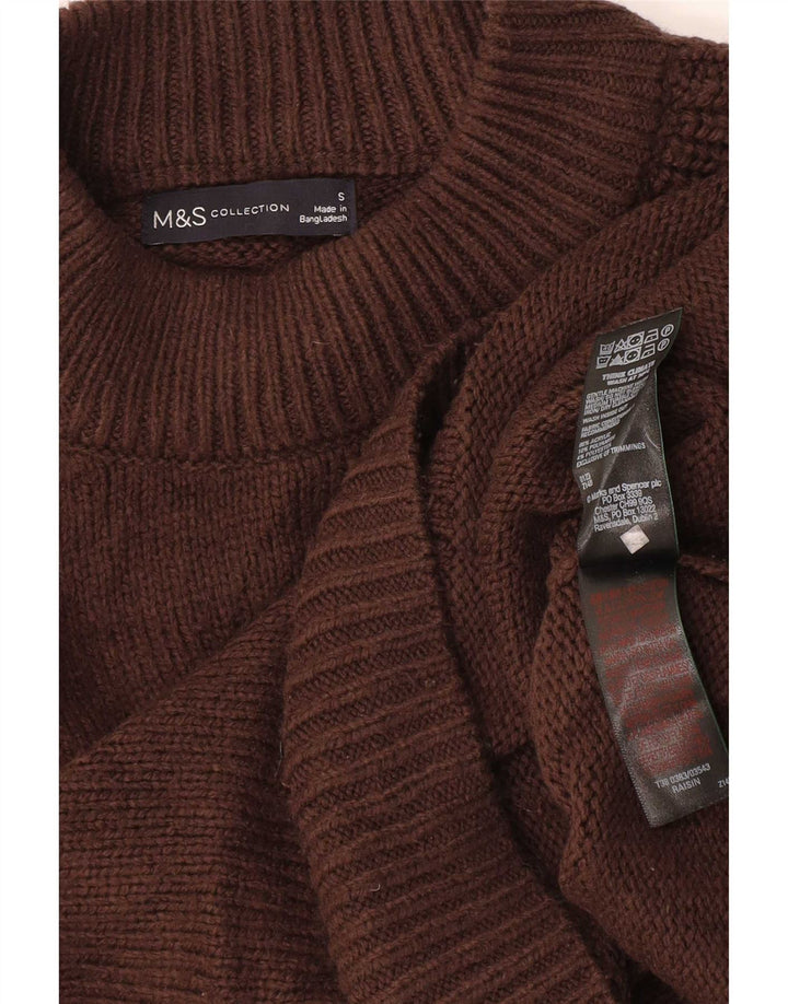 Marks & Spencer Pull col roulé pour femme UK 10 Petit Acrylique Marron