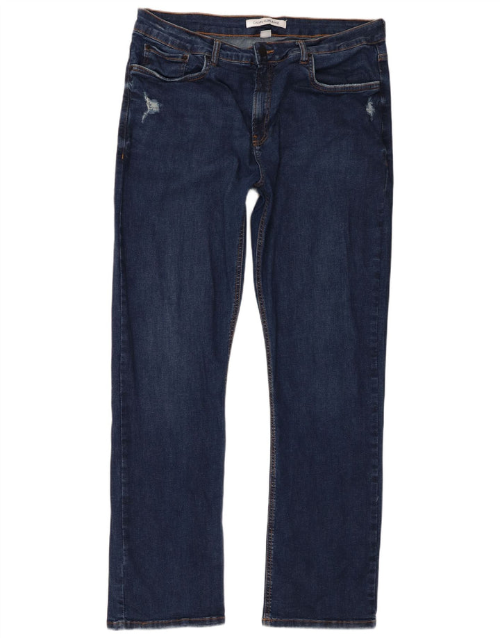 Calvin Klein Jean droit vieilli pour homme IT 48 Medium W38 L33 Bleu marine