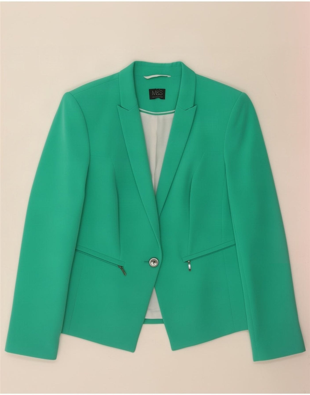 Marks & Spencer Veste blazer à 1 bouton pour femme UK 14 Vert moyen