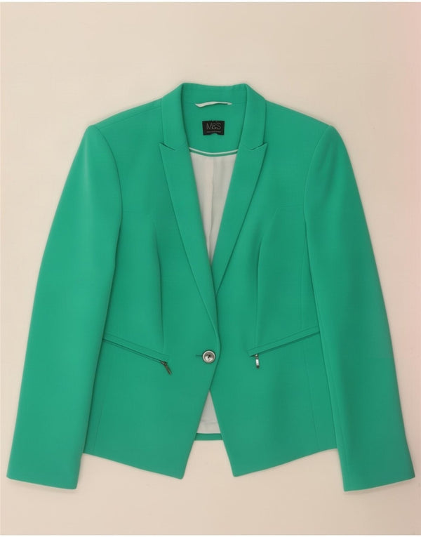 Marks & Spencer Veste blazer à 1 bouton pour femme UK 14 Vert moyen