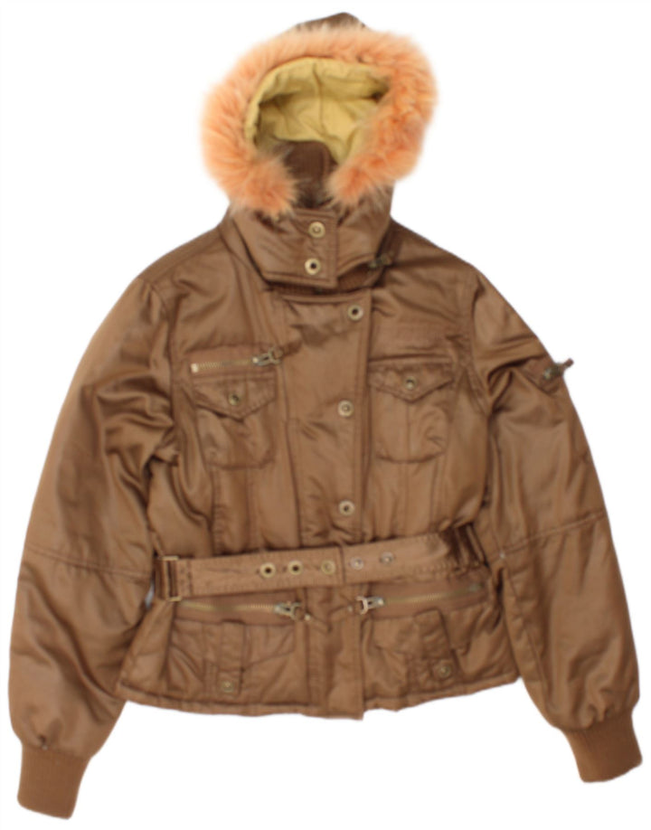 Phard Veste matelassée à capuche pour femme UK 12 Marron moyen Polyester