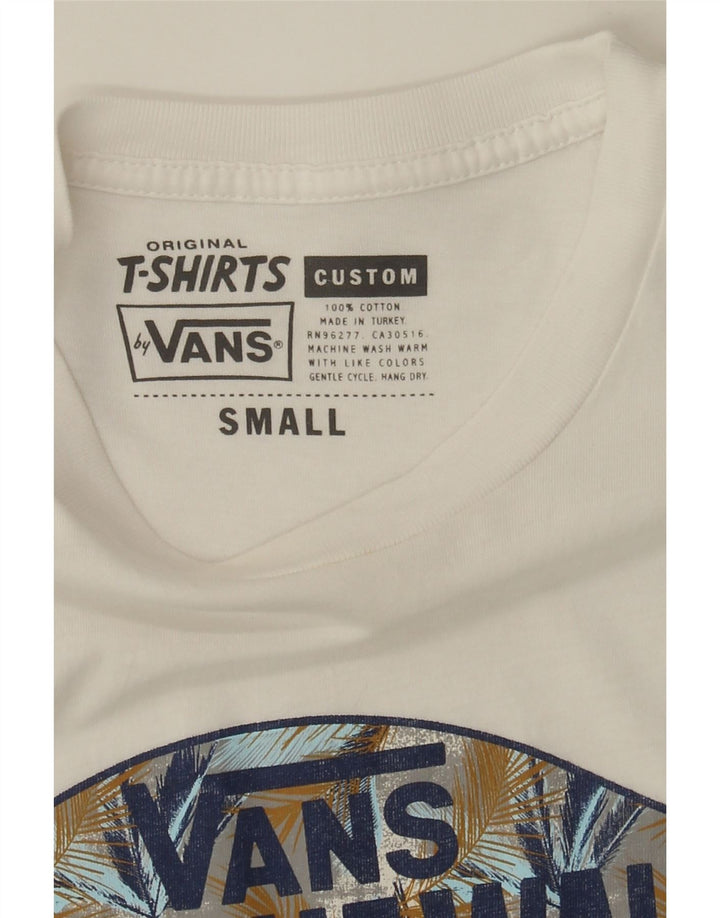 VANS Mens Custom Fit Graphic T-Shirt Top Small White Cotton Vintage Vans and Second-Hand Vans from Messina Hembry 