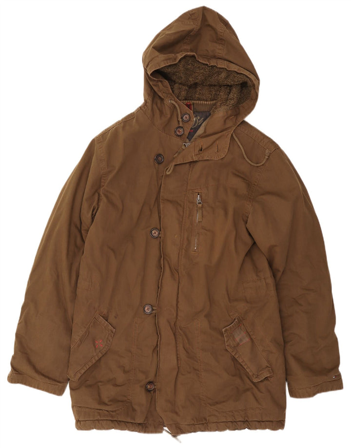 Tommy Hilfiger Parka à capuche pour homme UK 38 en coton marron moyen