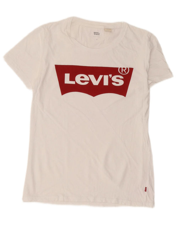 Levi's T-Shirt Graphique Femme UK 6 XS Blanc