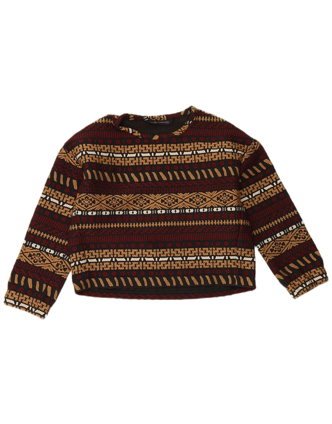 Zara Femme Sweatshirt Jumper UK 14 Medium Multicolore Rayé Polyester