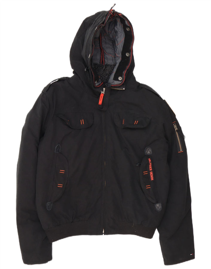 Tommy Hilfiger Veste bomber à capuche Denizen pour homme UK 42 XL Noir Polyester