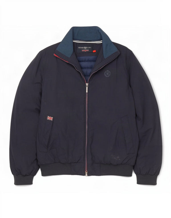 Henri Lloyd Mens Graphic Bomber Jacket UK 40 Large Bleu Marine Nylon
