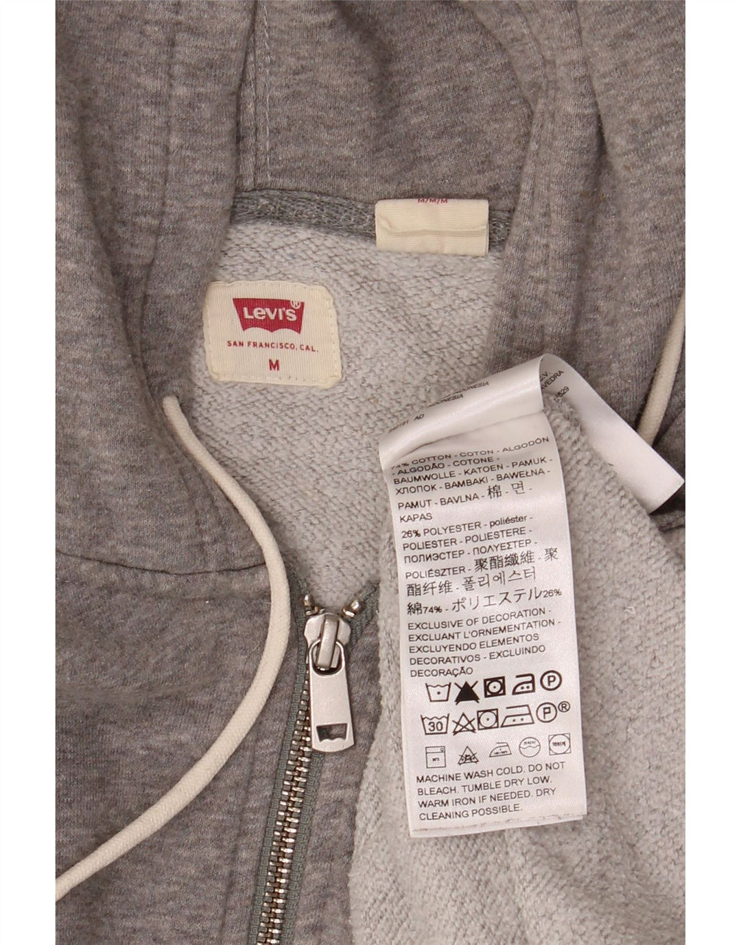 Levi's Sweat à Capuche Zippé Homme Gris Moyen Moucheté Coton