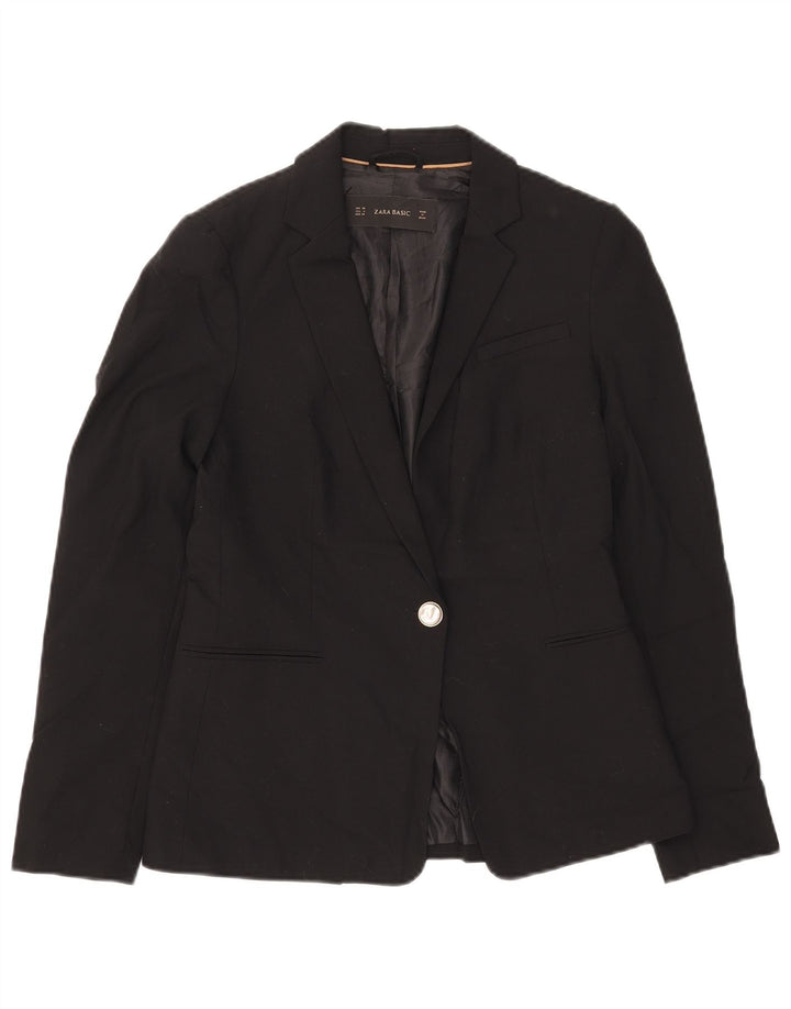 Zara Veste Blazer 1 Bouton Femme EU 36 XS Noir Polyester