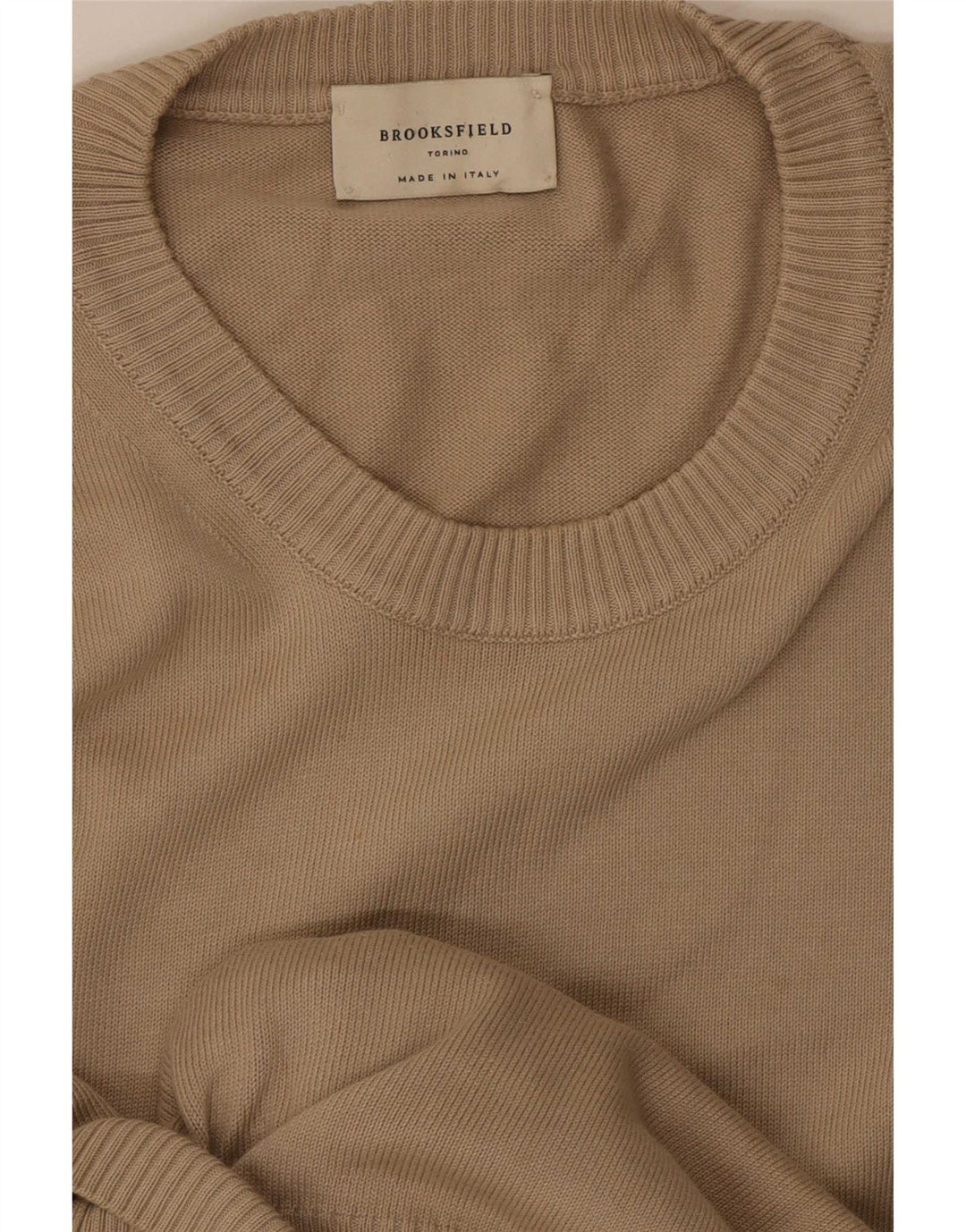 Brooksfield Pull Col Rond Homme Beige Moyen