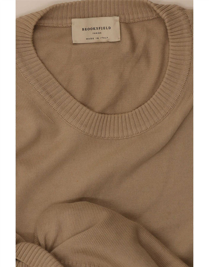 Brooksfield Pull Col Rond Homme Beige Moyen