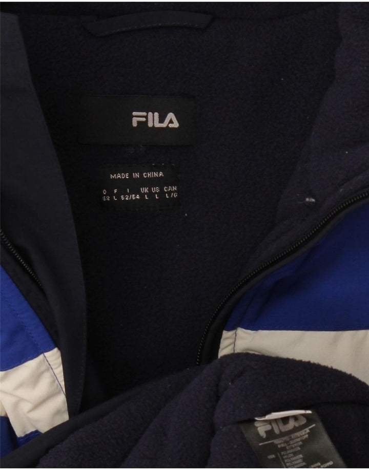 Fila Veste coupe-vent pour homme UK 40 Large Bleu marine Colourblock Polyamide