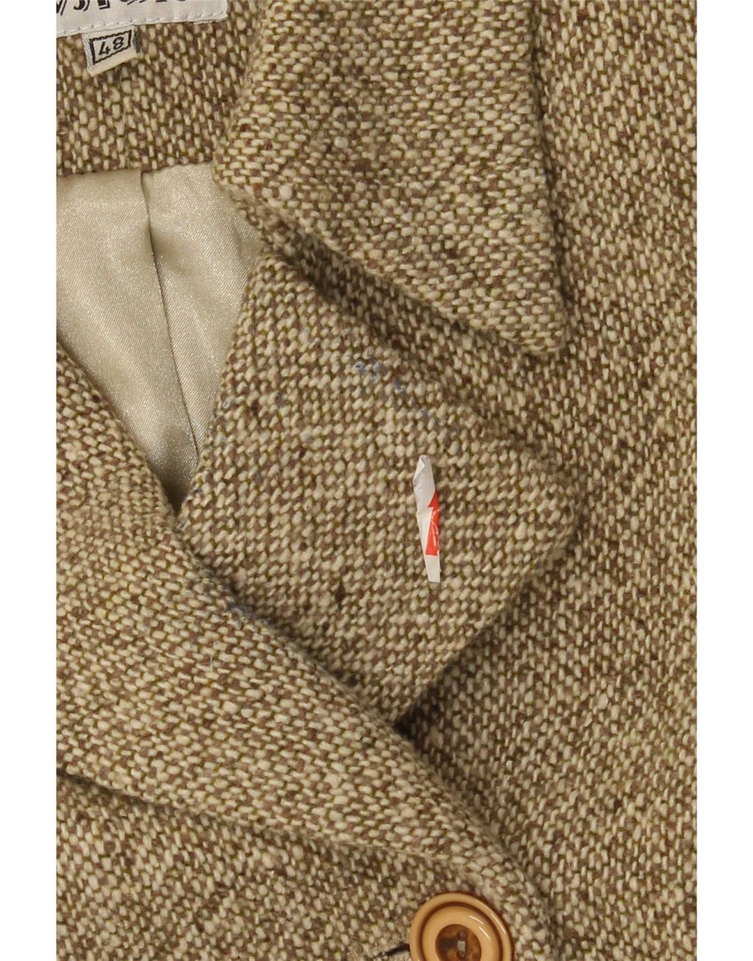 vintage Femme Double Breasted Coat IT 48 XL Kaki Moucheté Laine