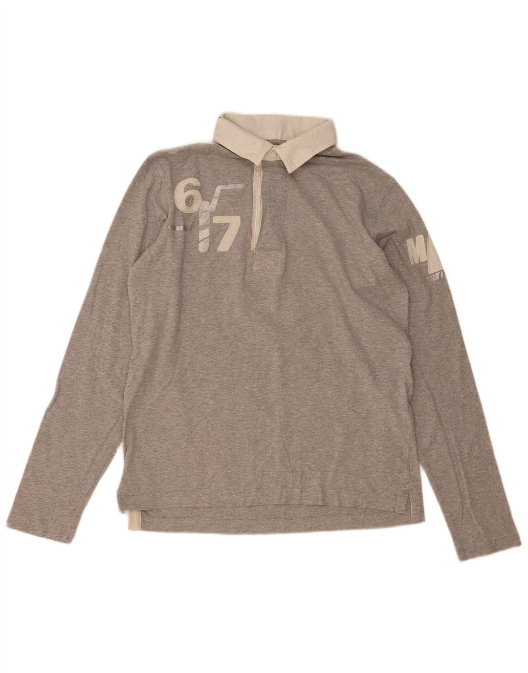 Murphy & Nye Polo de rugby à manches longues pour homme Gris moyen moucheté