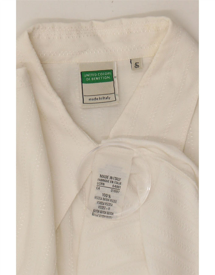 BENETTON Womens Shirt Dress IT 46 Large White Viscose Vintage Benetton and Second-Hand Benetton from Messina Hembry 