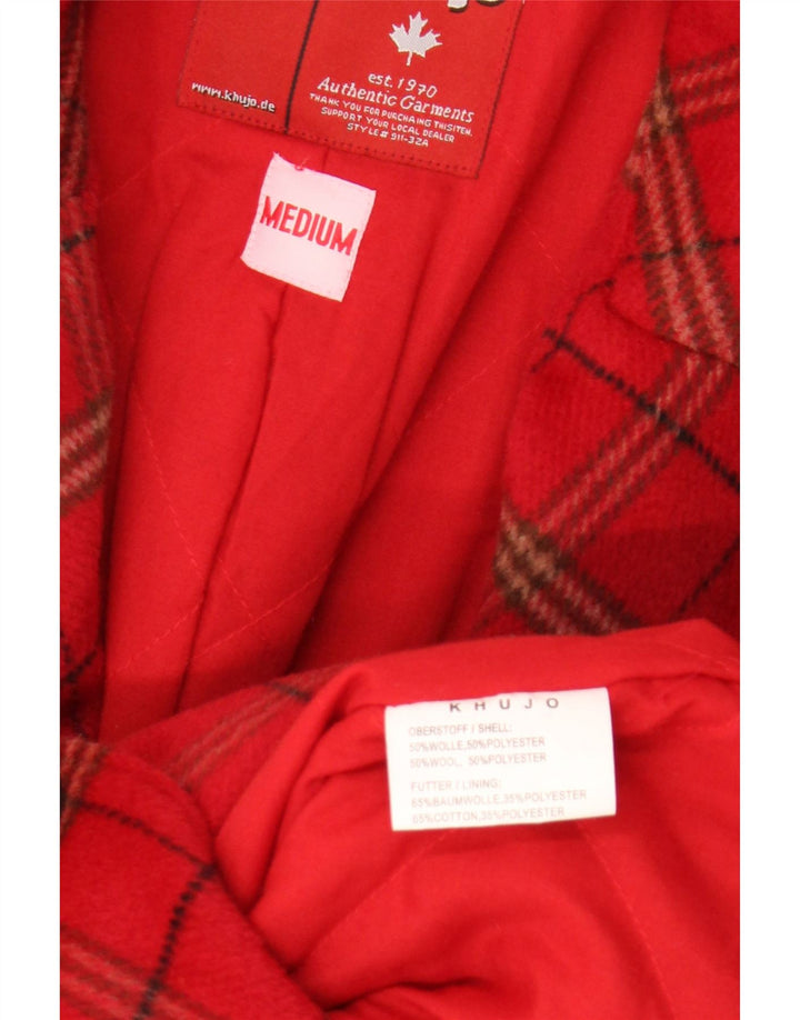 KHUJO Manteau croisé pour femme UK 12 Laine à carreaux rouge moyen
