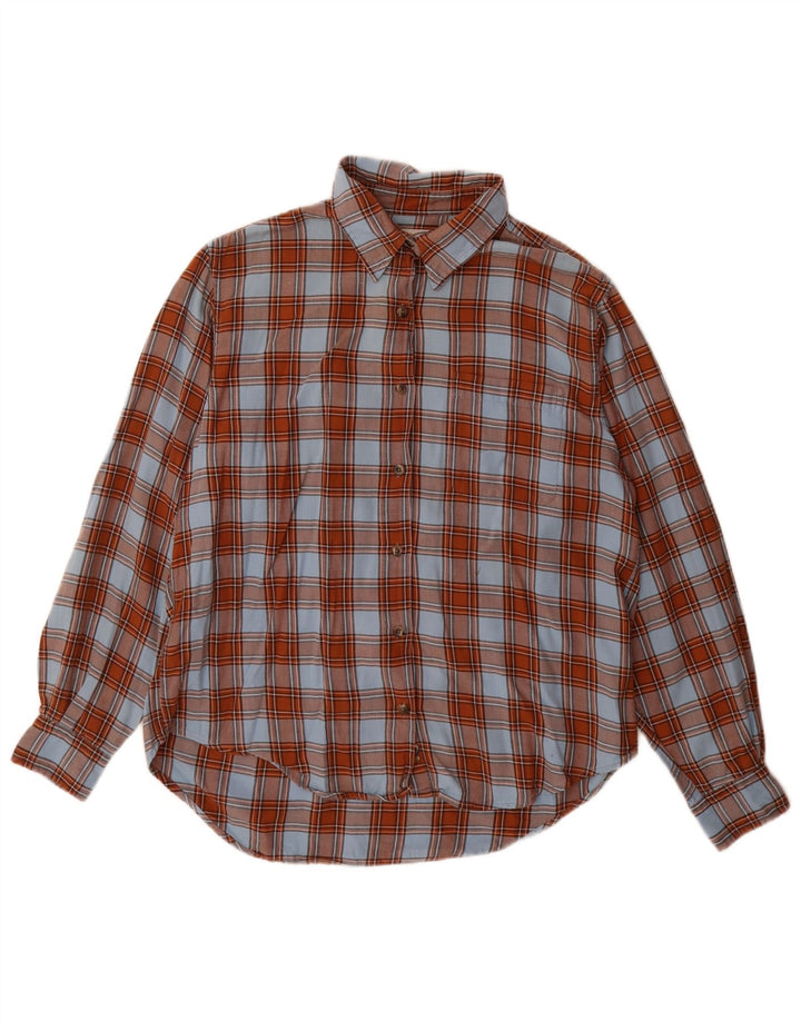 Lands End Chemise en flanelle pour femme US 12 Grand coton à carreaux marron