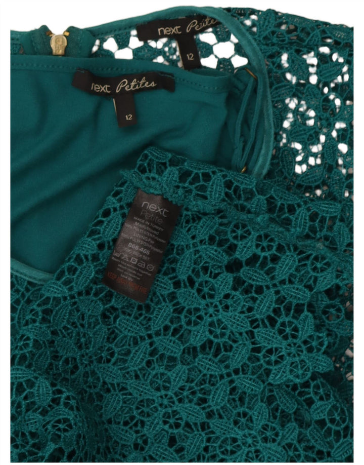 Next Femme Petites Robe Droite en Dentelle UK 42 Polyester Géométrique Vert Moyen