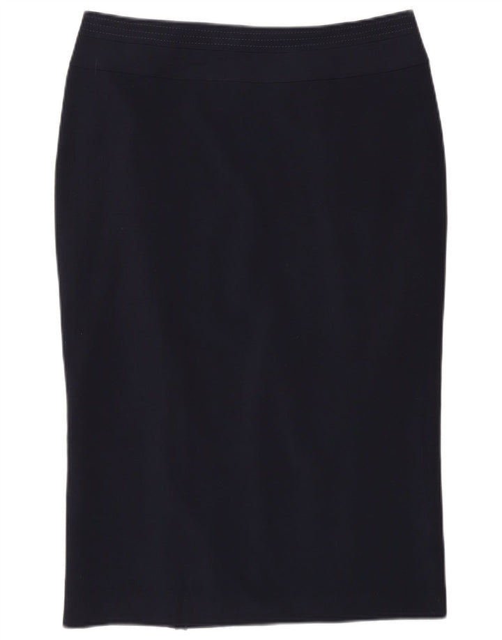 Marks & Spencer Jupe crayon pour femme UK 12 Medium W30 Bleu marine Polyester