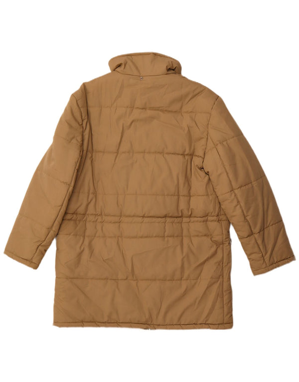manteau rembourré vintage pour homme UK 36 Petit polyester beige
