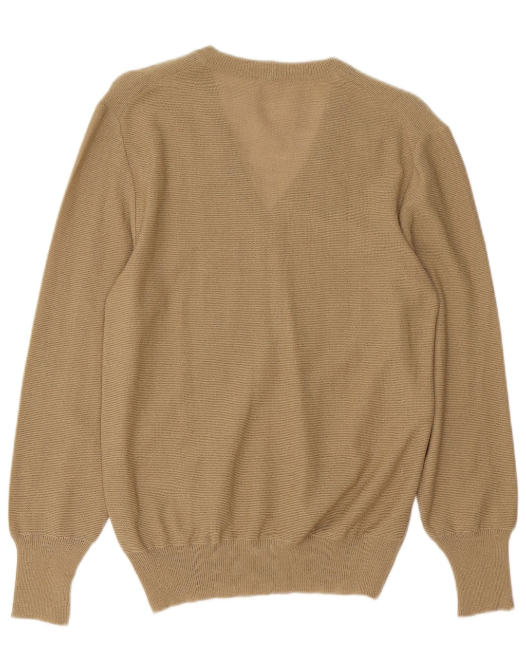 VINTAGE Pull col V Femme UK 12 Beige Moyen